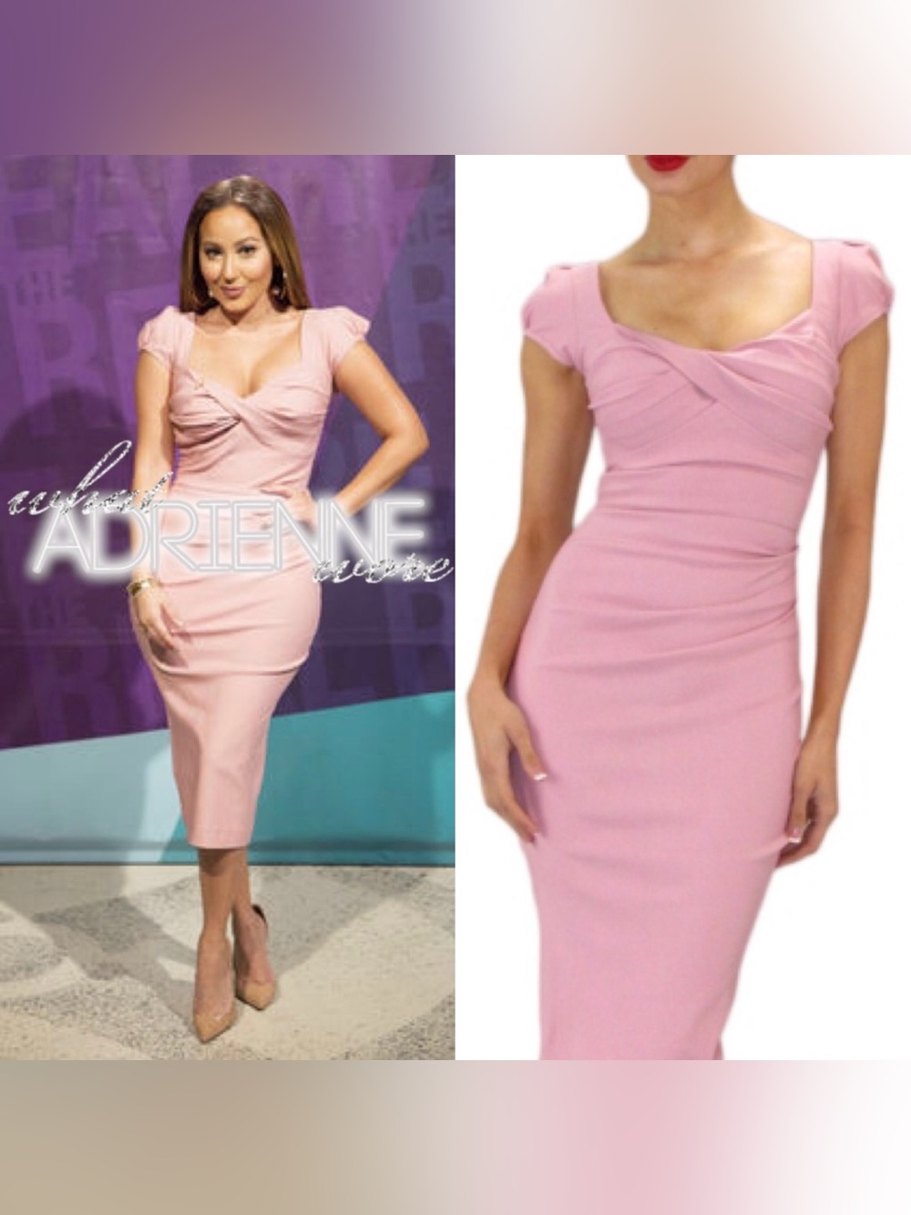 Stop Staring Pink Ruched Cap-Sleeve Midi Dress